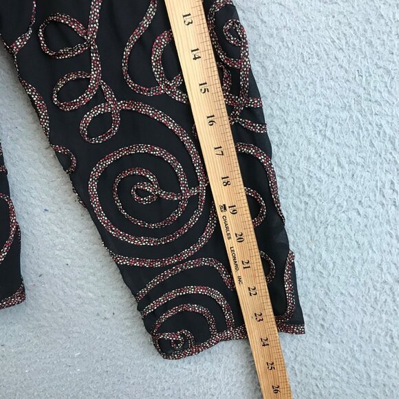 Vintage Laura Ashley Womens Black Chiffon Sheer Cardigan Blazer Jacket Textured - Picture 6 of 7